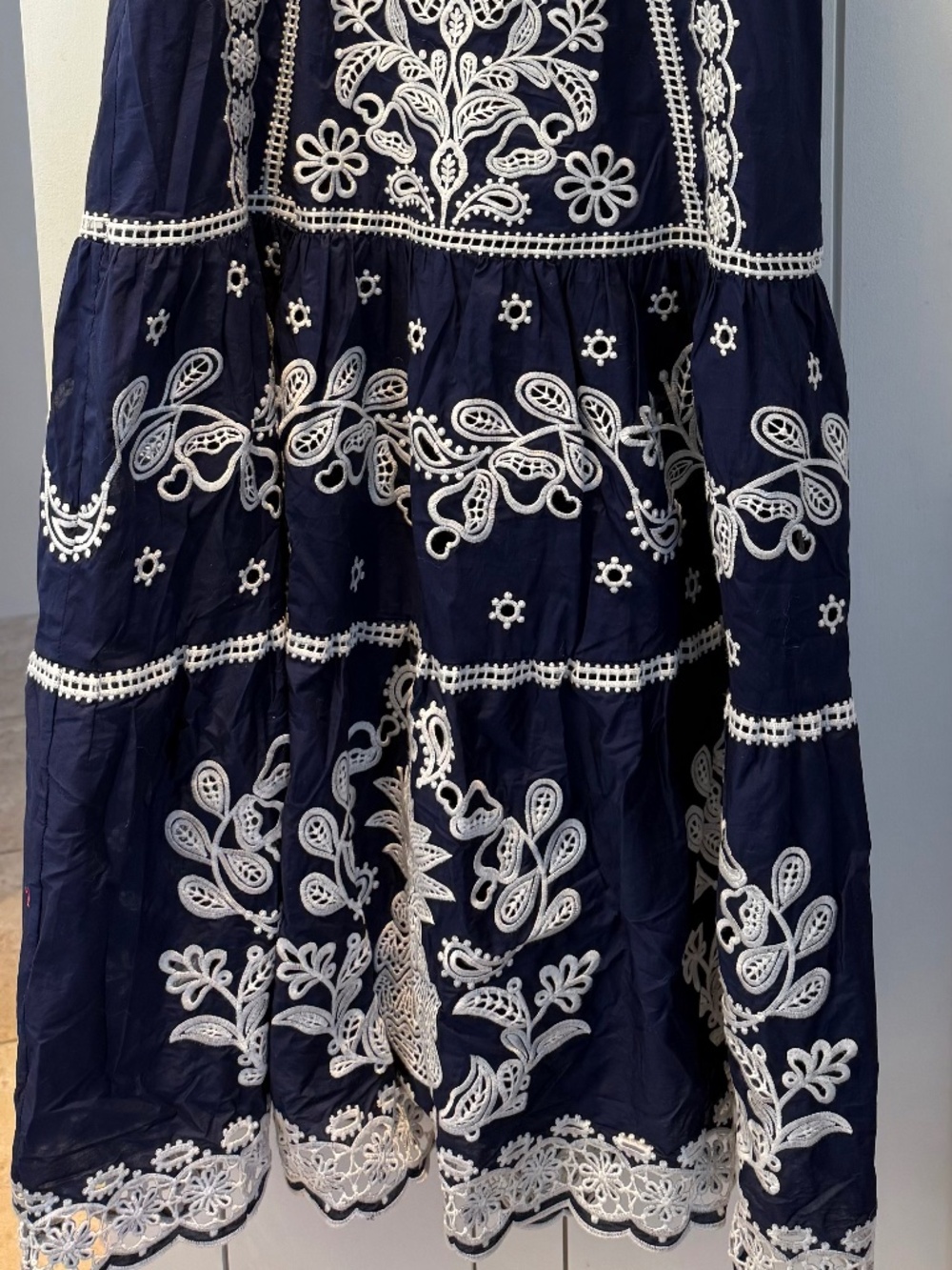 Farm Rio Blue Richelieu Embroidered Midi Dress XL - Picture 4 of 6